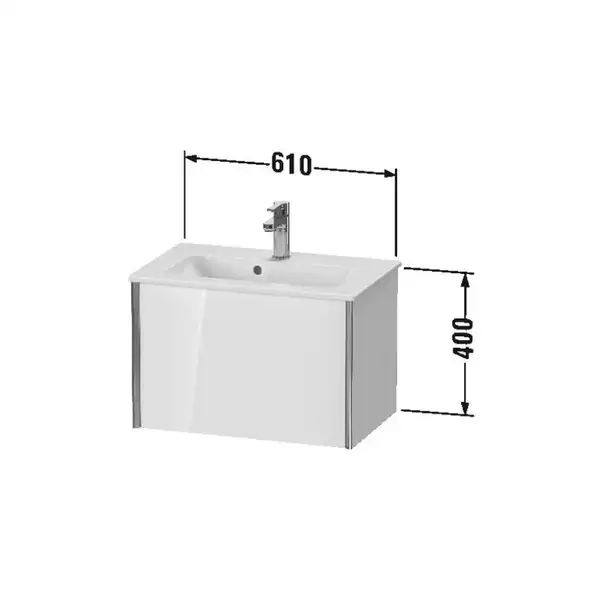 Тумба подвесная компакт, под раковину Duravit XViu 61 x 39 см, белый матовый (XV40780B118) фото 3 Aquada.com.ua