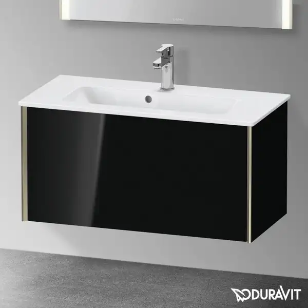 Тумба подвесная компакт, под раковину Duravit XViu 81 x 39 см, чёрный глянцевый (XV40790B140) фото 2 Aquada.com.ua