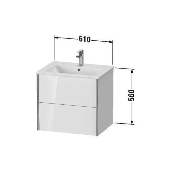 Тумба подвесная под раковину Duravit XViu 61 x 48 см, белый матовый (XV41250B118) фото 3 Aquada.com.ua