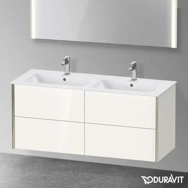 Комплект мебели тумба подвесная с двойной раковиной Duravit XViu 128 х 48 см, белый глянцевый (XV41290B122+2336130000) фото 2 Aquada.com.ua