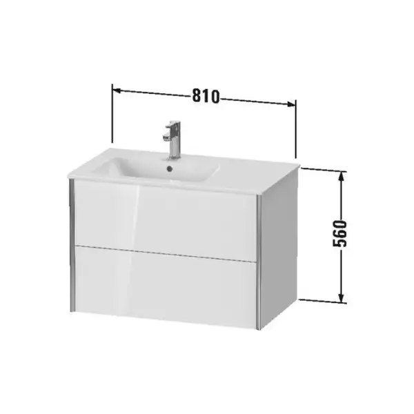 Тумба подвесная под раковину, чаша слева Duravit XViu 81 x 48 см, белый матовый (XV41580B118) фото 3 Aquada.com.ua