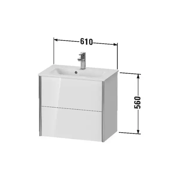 Тумба подвесная под раковину Duravit XViu 61 x 39 см, белый матовый (XV41780B118) фото 3 Aquada.com.ua