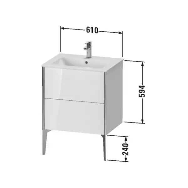 Тумба напольная под раковину Duravit XViu 61 x 48 см, белый матовый (XV44810B118) фото 3 Aquada.com.ua
