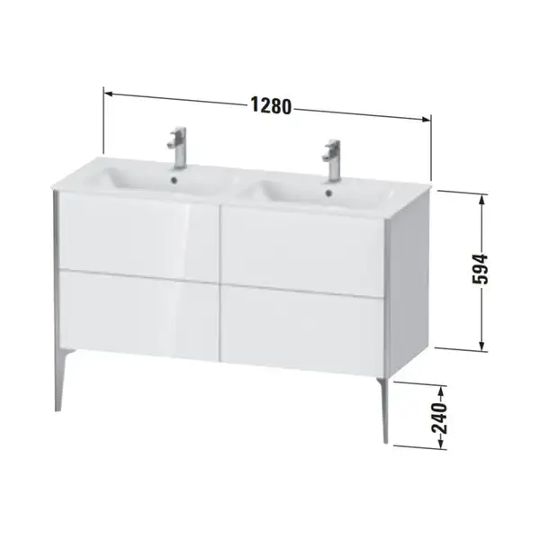 Тумба напольная под раковину Duravit XViu 128 x 48 см, белый матовый (XV44850B118) фото 3 Aquada.com.ua