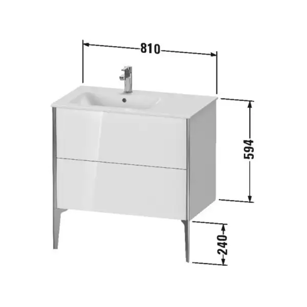 Тумба напольная под раковину, чаша слева Duravit XViu 81 x 48 см, белый матовый (XV44860B118) фото 3 Aquada.com.ua