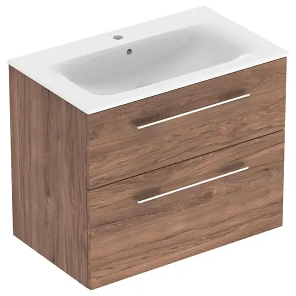 Тумба с раковиной Geberit Selnova Square slim rim 80, тёмный орех (501.242.00.1) фото 1 Aquada.com.ua