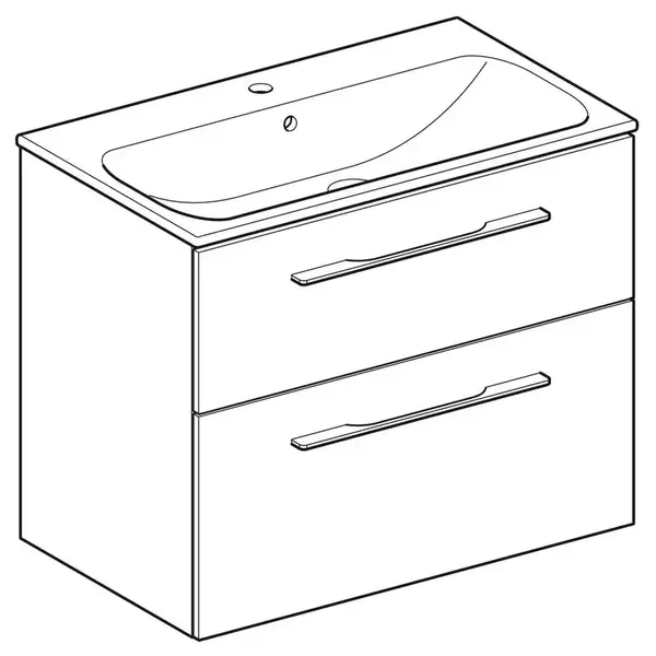 Тумба с раковиной Geberit Selnova Square slim rim 80, тёмный орех (501.242.00.1) фото 2 Aquada.com.ua