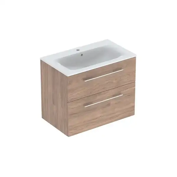 Тумба с раковиной Geberit Selnova Square slim rim 80, тёмный орех (501.242.00.1)