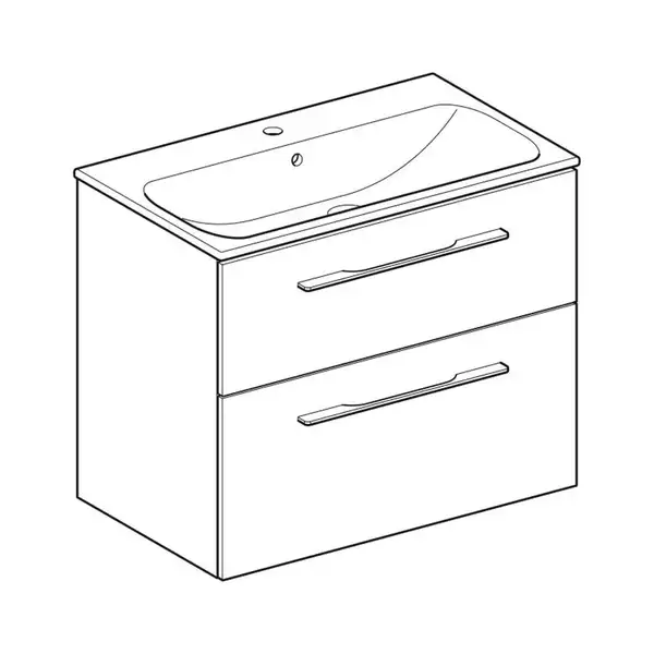 Тумба с раковиной Geberit Selnova Square slim rim 80, тёмный орех (501.242.00.1)