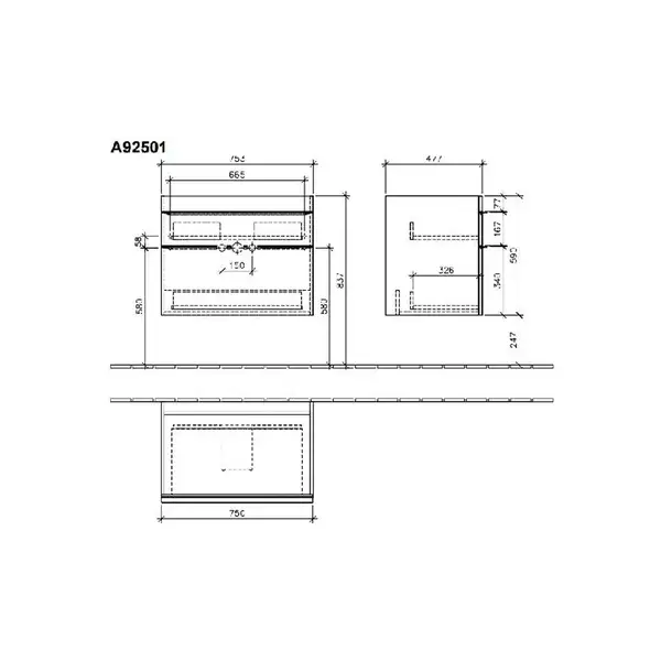 Тумба для раковины Villeroy & Boch Venticello 753х590х502 мм (A92501DH) фото 3 Aquada.com.ua