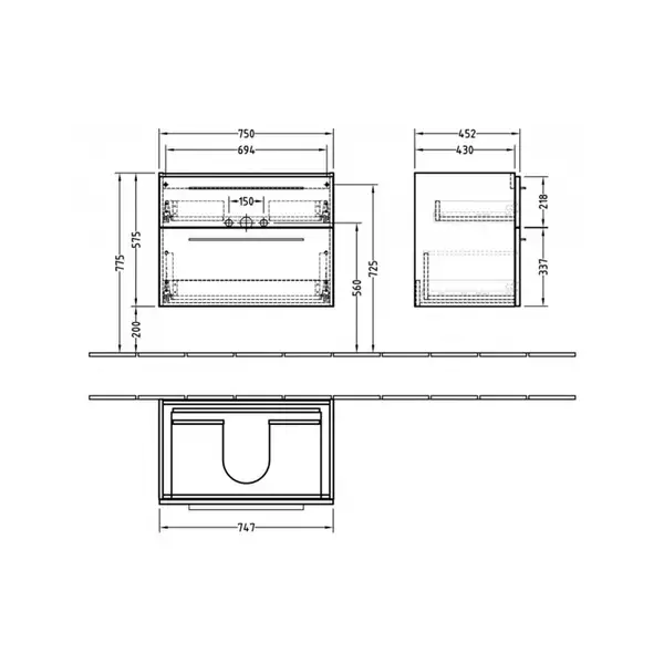 VILLEROY & BOCH VERITY DESIGN тумба 75*57,5*45см, подвесная, цвет белый глянец (B02100DH) фото 2 Aquada.com.ua