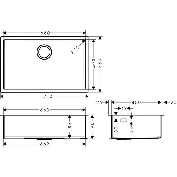 Hansgrohe S719-U660 Мойка кухонная, нержавеющая сталь (43428800) Hansgrohe S719-U660 Мойка кухонная, нержавеющая сталь (43428800)