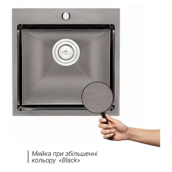 Кухонна мийка Qtap D5050BL Black 2.7/1.0 мм (QTD5050BLPVD10) (QTD5050BLPVD10) фото 3 Aquada.com.ua