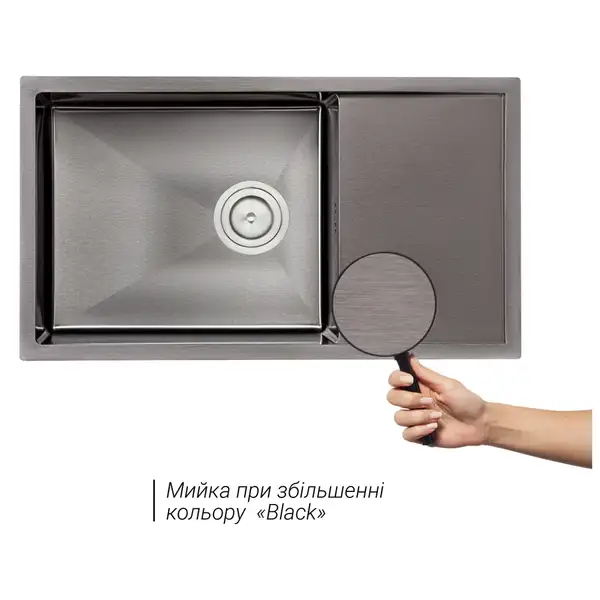 Кухонна мийка Qtap D7844BL Black 3.0/1.2 мм (QTD7844BLPVD12) (QTD7844BLPVD12) фото 3 Aquada.com.ua