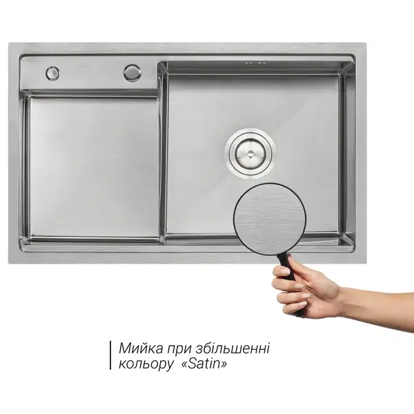Кухонна мийка Qtap D7848-R Satin 3.0/1.2 мм (QTD7848R3012) (QTD7848R3012) фото 3 Aquada.com.ua