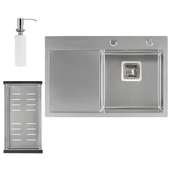 Набір 3 в 1 Qtap кухонна мийка DK6845R 3.0/1.2 мм Satin + сушарка + дозатор для миючого засобу (QTDK6845RSET3012) фото 1 Aquada.com.ua