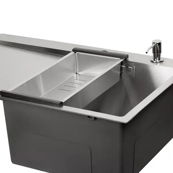 Набір 3 в 1 Qtap кухонна мийка DK6845R 3.0/1.2 мм Satin + сушарка + дозатор для миючого засобу (QTDK6845RSET3012) фото 3 Aquada.com.ua