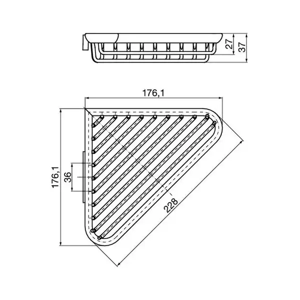 Мыльница-сетка угловая 176 х 176 х 37 мм Emco System 2 (цвет - хром) (354500102) фото 2 Aquada.com.ua Мыльница-сетка угловая 176 х 176 х 37 мм Emco System 2 (цвет - хром) (354500102) фото 2 Aquada.com.ua