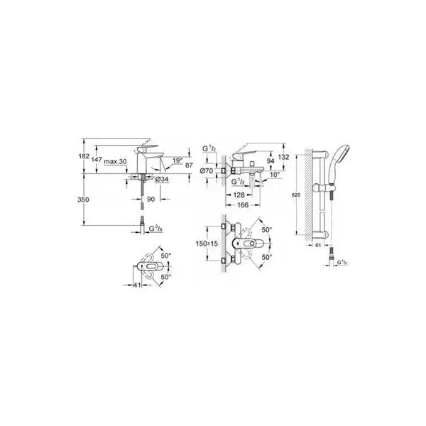GROHE Набор смесителей для ванны BauLoop (123214s) (123214S) фото 3 Aquada.com.ua