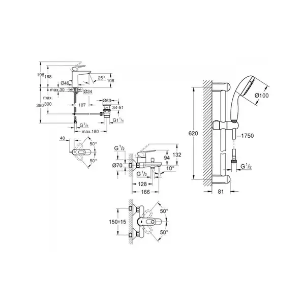 Набір змішувачів для ванни M-Size Grohe BauLoop (123215M)