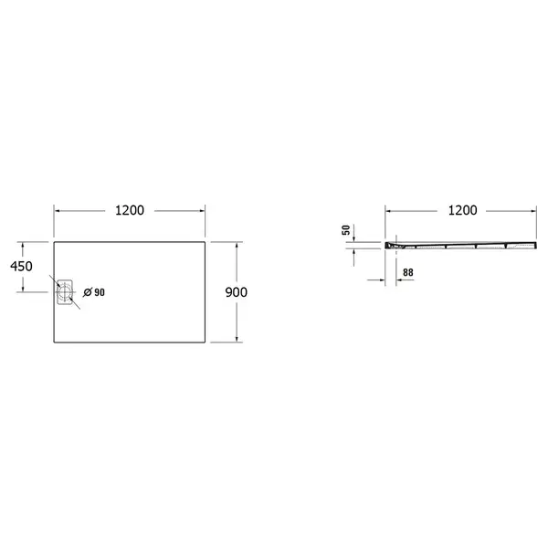 Душевой поддон 120 х 90 х 5 см Duravit Stonetto, антрацит (720149680000000) фото 6 Aquada.com.ua