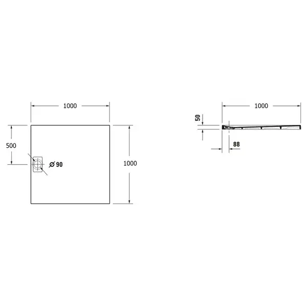 Душевой поддон 100 х 100 х 5 см Duravit Stonetto, антрацит (720167680000000) фото 4 Aquada.com.ua
