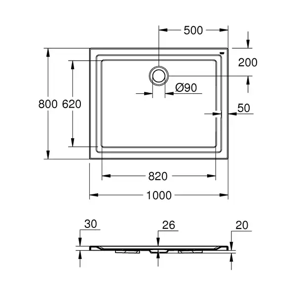 Душевой поддон Grohe 100 х 80 см, универсальный (39306000) фото 3 Aquada.com.ua Душевой поддон Grohe 100 х 80 см, универсальный (39306000) фото 3 Aquada.com.ua