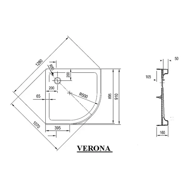 Душевой поддон акриловый Ravak Verona 90 х 90 х h16 см (XАU0000035)