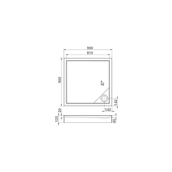 ROCA MALAGA Square Compact поддон  квадр. 90*90 см с интегрированной панелью выс. 13,5 см, с сифоном (A276256000) фото 2 Aquada.com.ua