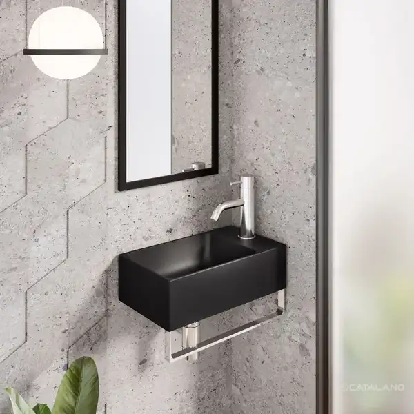 Маленькая (мини) раковина Catalano New Zero 40 х 23 см, чёрный матовый (14023VENS) фото 2 Aquada.com.ua