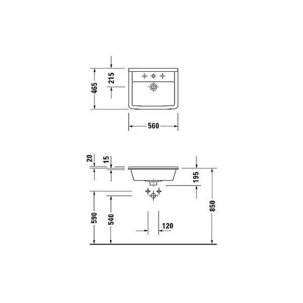 Встраиваемая раковина Duravit Starck 3 560 х 465 мм (0302560000) фото 4 Aquada.com.ua Встраиваемая раковина Duravit Starck 3 560 х 465 мм (0302560000) фото 4 Aquada.com.ua