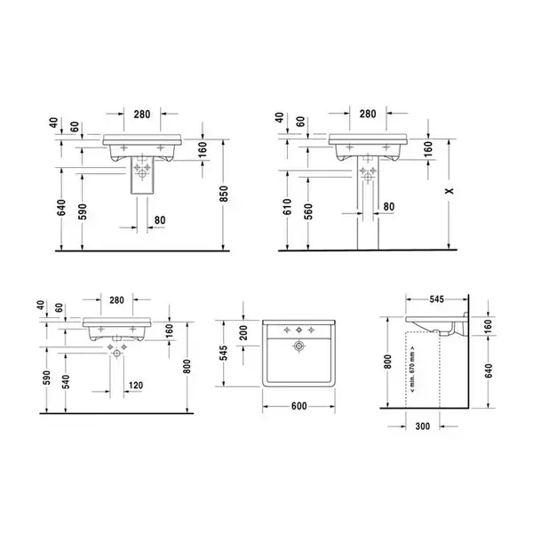 Встраиваемая раковина Duravit Starck 3 600 х 545 мм (0309600000) фото 2 Aquada.com.ua