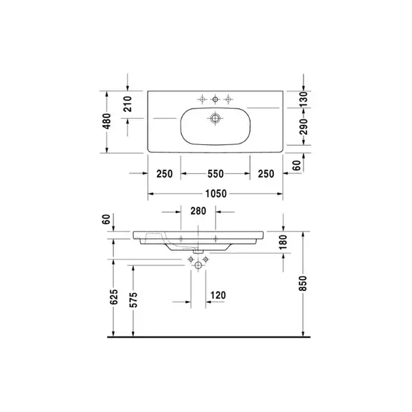 DURAVIT D-CODE умывальник 105*48см, мебельний (03421000002) фото 2 Aquada.com.ua