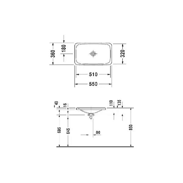 Раковина встраиваемая в столешницу Duravit P3 Comforts 550 х 360 мм (0377550000) фото 3 Aquada.com.ua Раковина встраиваемая в столешницу Duravit P3 Comforts 550 х 360 мм (0377550000) фото 3 Aquada.com.ua