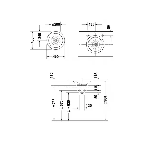 Раковина накладная на столешницу Duravit Bagnella Ø 40 см (0451400000) фото 3 Aquada.com.ua