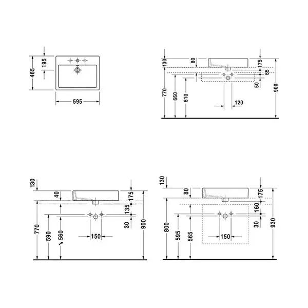 Раковина накладная на столешницу Duravit Vero 59,5х46,5 см (0452600000) фото 3 Aquada.com.ua