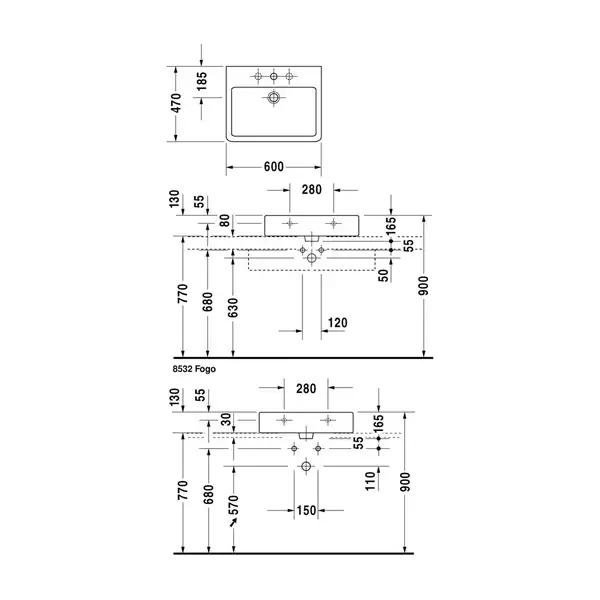 Раковина накладная на столешницу Duravit Vero 60х47 см (0454600027) фото 2 Aquada.com.ua