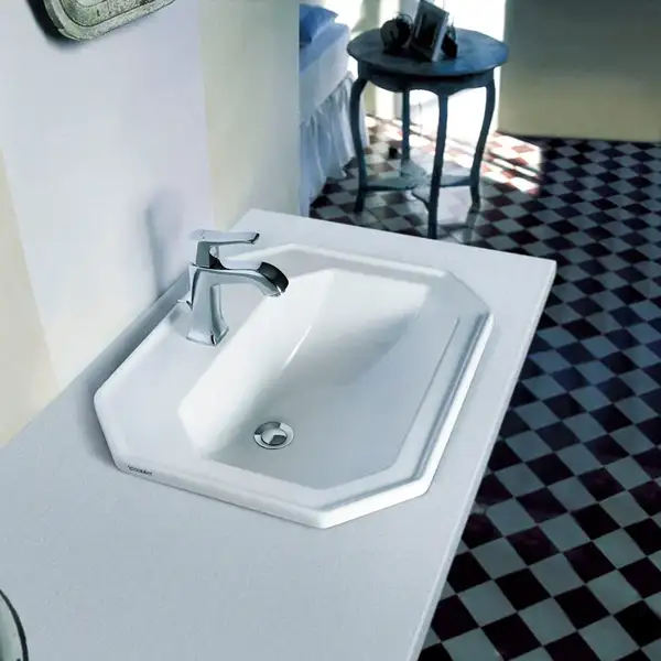 Встраиваемая раковина Duravit 1930 580 х 470 мм (3 отверстия для смесителя) (0476580030) фото 2 Aquada.com.ua
