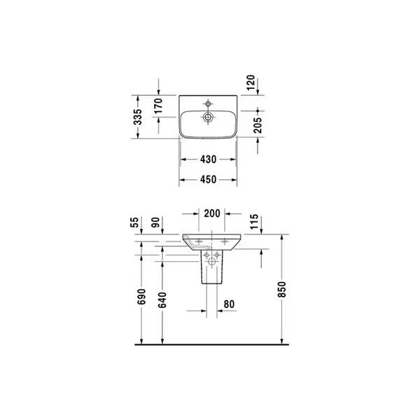 Раковина Duravit DuraStyle 45х33,5 см (0708450000) фото 3 Aquada.com.ua