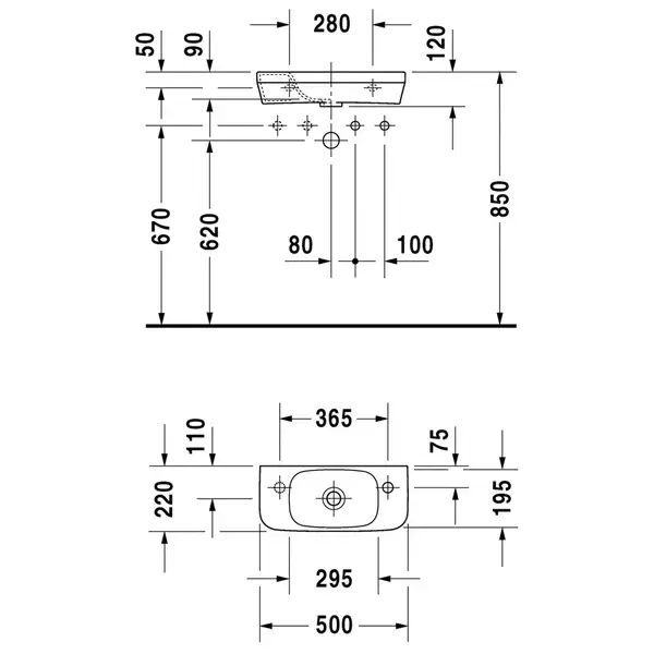Маленькая (мини) раковина Duravit DuraStyle 50 х 22 см (0713500009) фото 2 Aquada.com.ua Маленькая (мини) раковина Duravit DuraStyle 50 х 22 см (0713500009) фото 2 Aquada.com.ua