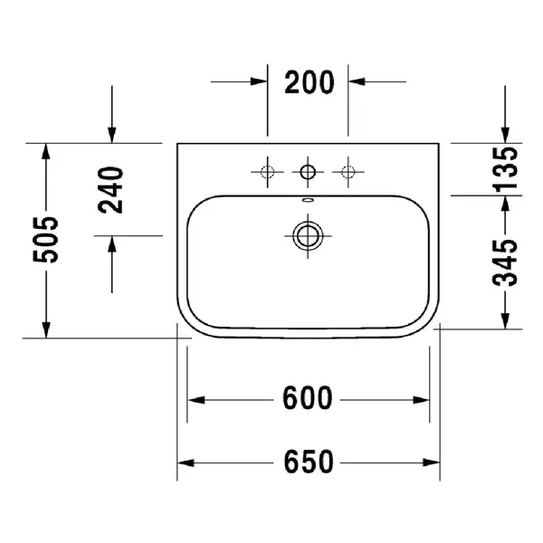 Раковина Duravit Happy D.2 65х50,5 см (без отв. под смеситель, шлифованная) (2318650028) фото 2 Aquada.com.ua