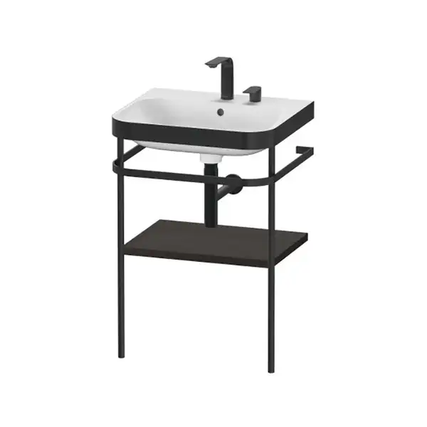Раковина c-bonded с напольной металлической консолью Duravit Happy D.2 Plus 57,5 х 49 см (HP4735E6969) фото 1 Aquada.com.ua