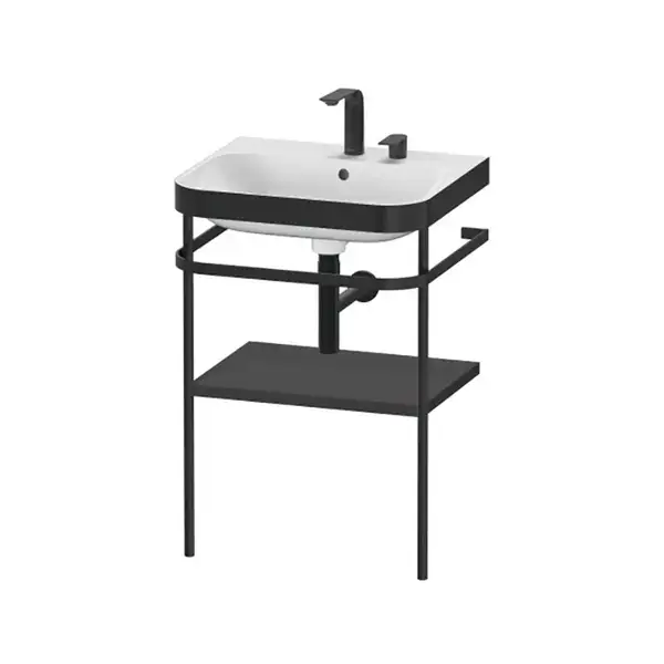 Раковина c-bonded с напольной металлической консолью Duravit Happy D.2 Plus 57,5 х 49 см (HP4735E8080) фото 1 Aquada.com.ua