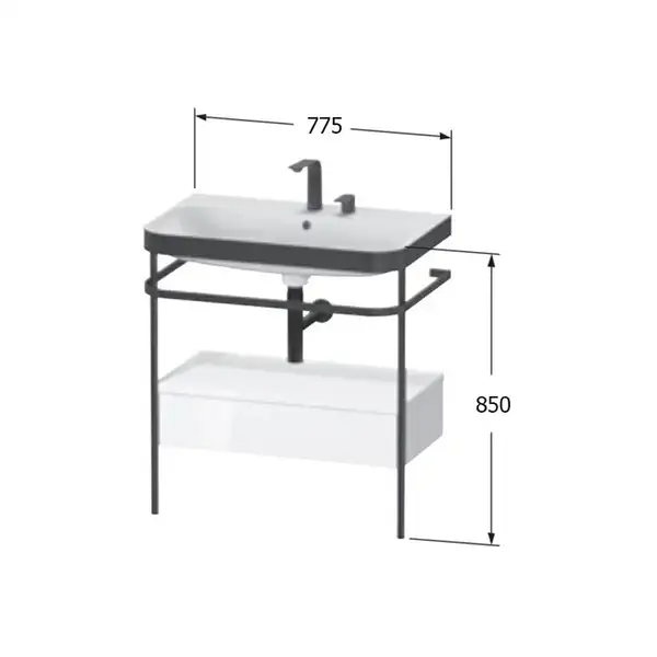 Раковина c-bonded с напольной металлической консолью Duravit Happy D.2 Plus 77,5 х 49 см (HP4742E2222) фото 2 Aquada.com.ua