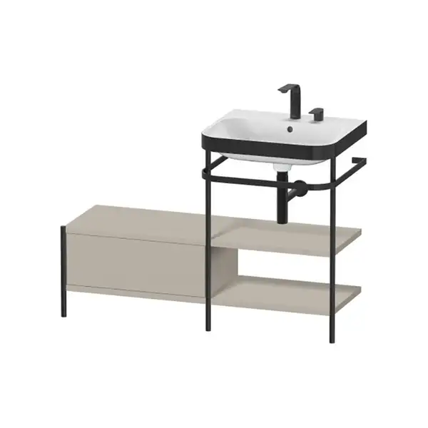 Раковина c-bonded с напольной металлической консолью Duravit Happy D.2 Plus 120 х 49 см (HP4745E6060) фото 1 Aquada.com.ua