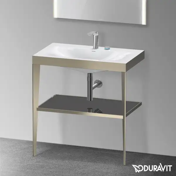 Металлическая консоль с раковиной c-bonded Duravit XViu 80 х 48 х h85 см, матовое шампанское/чёрный глянецевый (XV4715EB140) фото 2 Aquada.com.ua