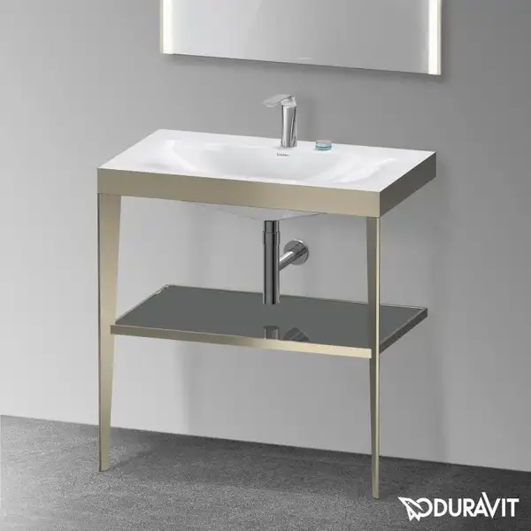 Металлическая консоль с раковиной c-bonded Duravit XViu 80 х 48 х h85 см, матовое шампанское/серый (XV4715EB189) фото 2 Aquada.com.ua