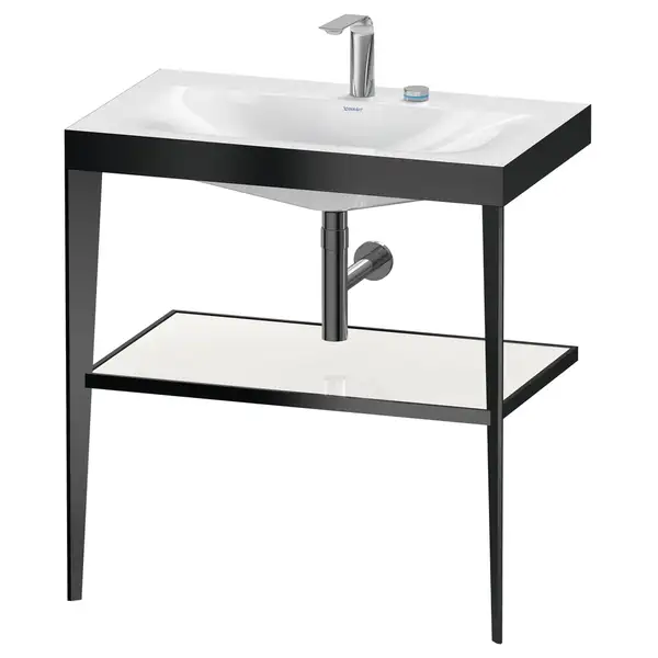 Металлическая консоль с раковиной c-bonded Duravit XViu 80 х 48 х h85 см, чёрный матовый/белый глянцевый (XV4715EB285) фото 1 Aquada.com.ua