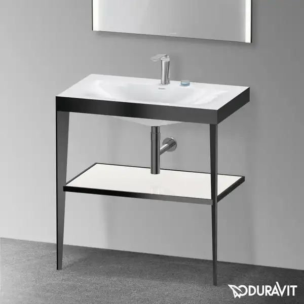 Металлическая консоль с раковиной c-bonded Duravit XViu 80 х 48 х h85 см, чёрный матовый/белый глянцевый (XV4715EB285) фото 2 Aquada.com.ua