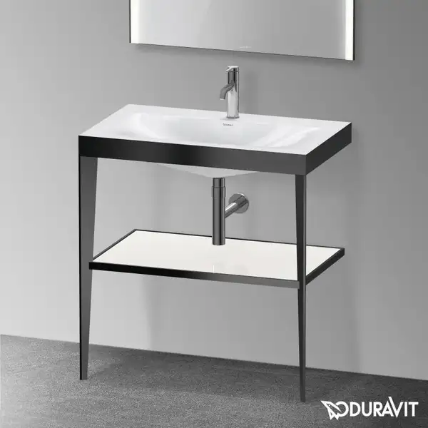 Металлическая консоль с раковиной c-bonded Duravit XViu 80 х 48 х h85 см, чёрный матовый/белый глянцевый (XV4715OB285) фото 2 Aquada.com.ua